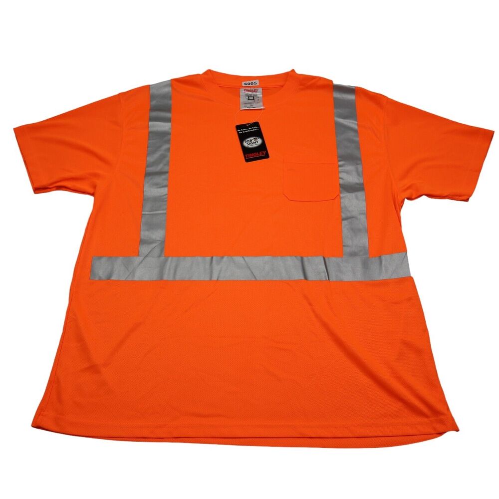 NWT Tingley Shirt Mens 2XL Orange Job Sight High Visibility Safety Short Sleeve
